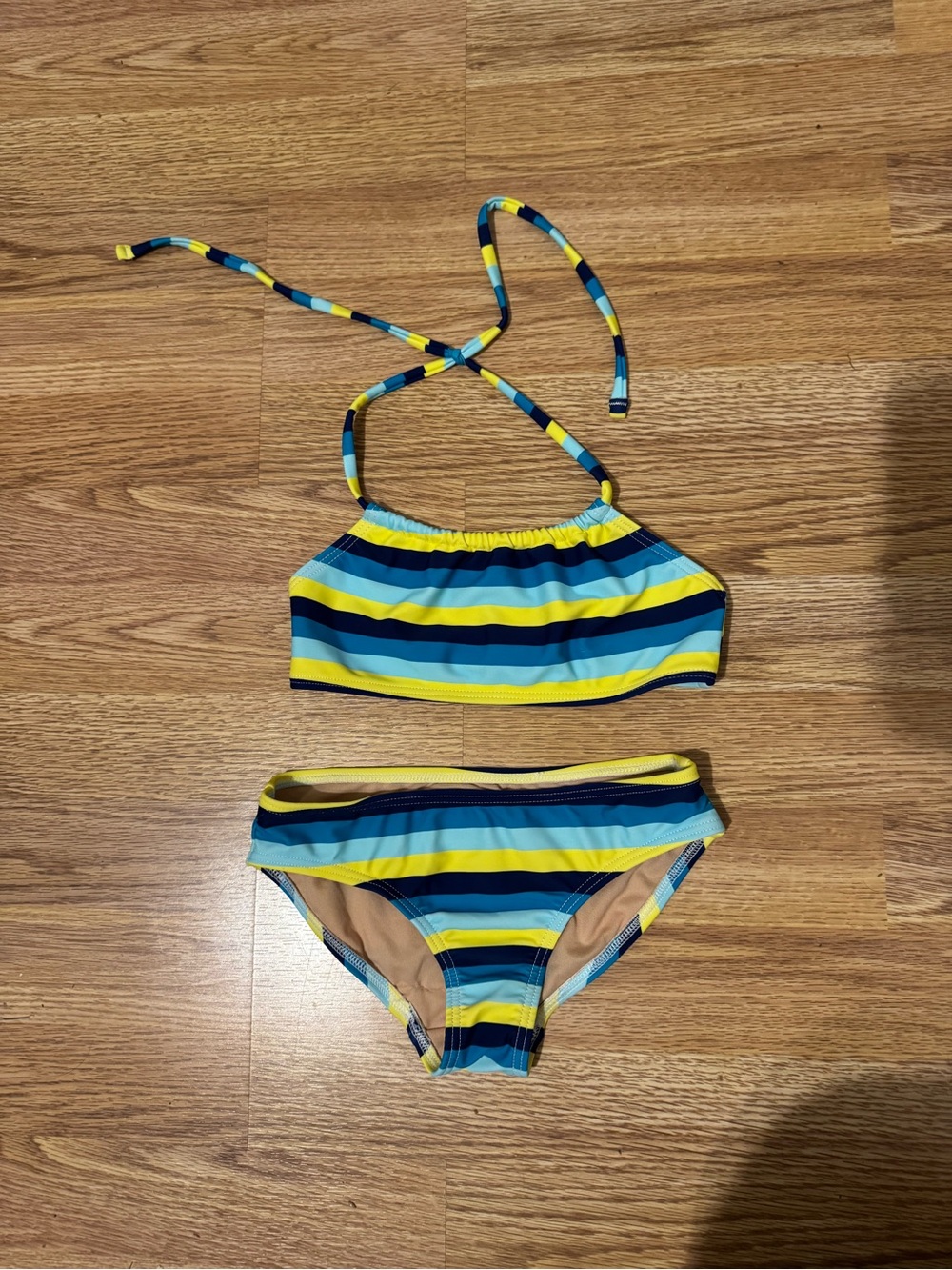 Toobydoo Striped Blue and Yellow Girls' Two-Piece Swim Set